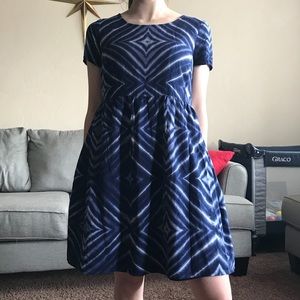 Navy Blue Patterned Dress